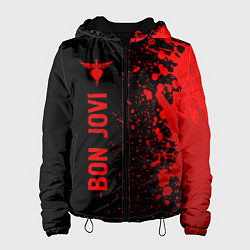 Куртка с капюшоном женская Bon Jovi - red gradient по-вертикали, цвет: 3D-черный
