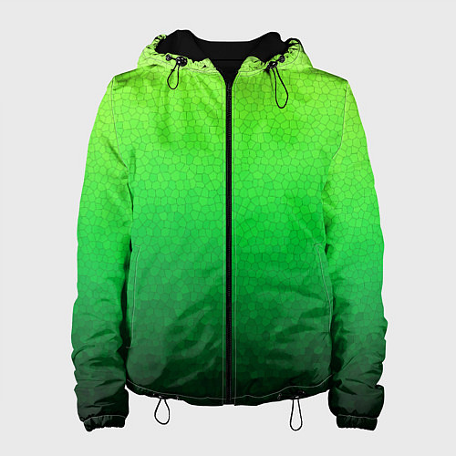 Женская куртка Градиент мозаика зелёный в тёмный / 3D-Черный – фото 1