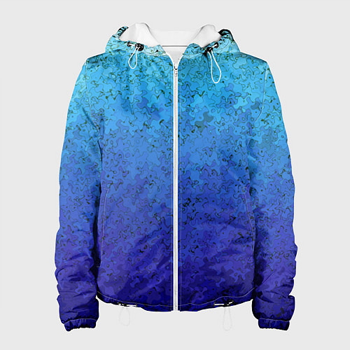 Женская куртка Сине-голубой градиент текстура / 3D-Белый – фото 1