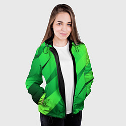 Куртка с капюшоном женская Сочный зелёный абстрактные полосы, цвет: 3D-черный — фото 2