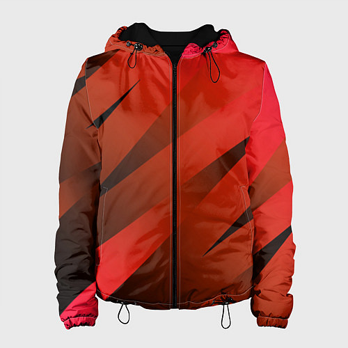 Женская куртка Красно-коричневый абстрактные полосы / 3D-Черный – фото 1