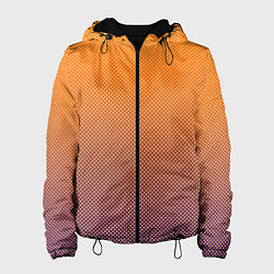 Женская куртка Градиент оранжевый в фиолетовый мелкий ромбик