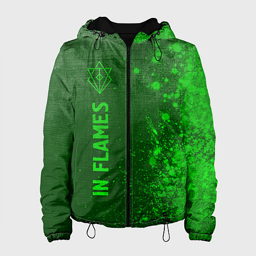 Женская куртка In Flames - green gradient по-вертикали / 3D-Черный – фото 1