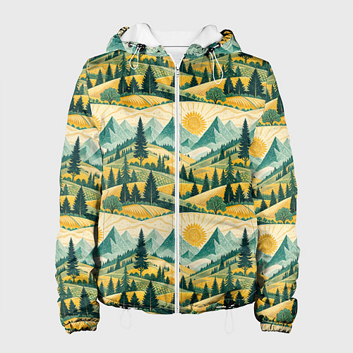 Женская куртка Горные пейзажи ретро стиль / 3D-Белый – фото 1