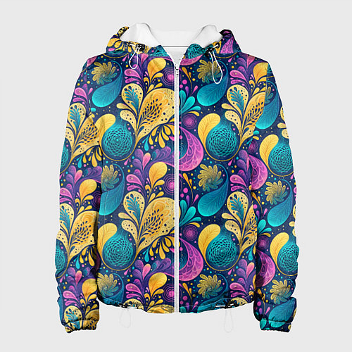 Женская куртка Динамическая неоновая абстракция / 3D-Белый – фото 1