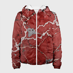 Куртка с капюшоном женская Красно-серый мрамор, цвет: 3D-белый