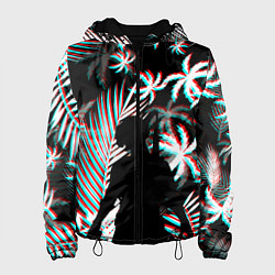 Куртка с капюшоном женская Pubg тропики глитч, цвет: 3D-черный