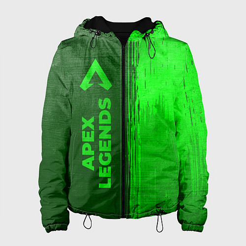 Женская куртка Apex Legends - green gradient по-вертикали / 3D-Черный – фото 1