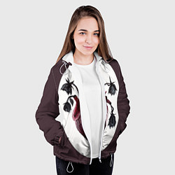 Куртка с капюшоном женская Цветы любви: увядшее сердце, цвет: 3D-белый — фото 2