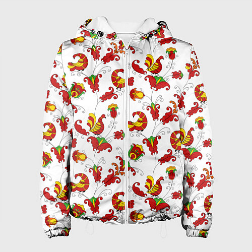Женская куртка Русский народный орнамент в стиле росписей Северно / 3D-Белый – фото 1
