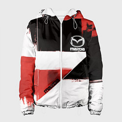 Куртка с капюшоном женская Mazda логотип, цвет: 3D-белый
