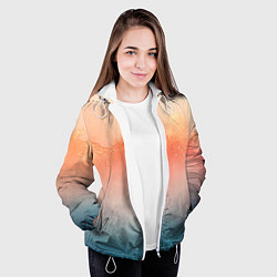 Куртка с капюшоном женская Персиковый градиент текстура, цвет: 3D-белый — фото 2