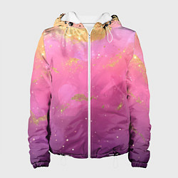 Куртка с капюшоном женская Розовый и золотой блеск текстура, цвет: 3D-белый