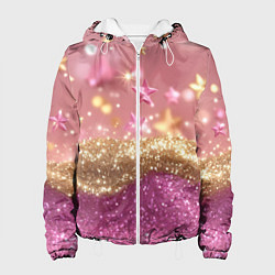 Женская куртка Розовые и золотые звездочки с блестками