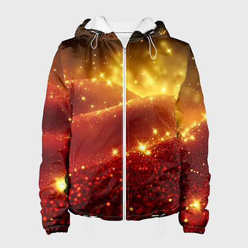 Женская куртка Желто-красная блестящая текстура / 3D-Белый – фото 1