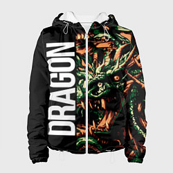 Куртка с капюшоном женская Татуировка дракона ирезуми, цвет: 3D-белый