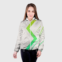 Куртка с капюшоном женская Color white line green, цвет: 3D-белый — фото 2