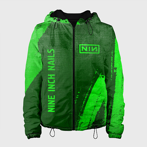 Женская куртка Nine Inch Nails - green gradient вертикально / 3D-Черный – фото 1