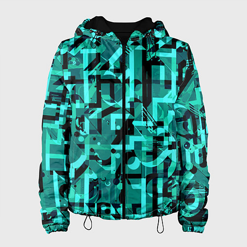 Женская куртка Неоновый голубой объёмный эффект / 3D-Черный – фото 1