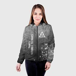 Куртка с капюшоном женская Thirty Seconds to Mars - grey gradient вертикально, цвет: 3D-черный — фото 2