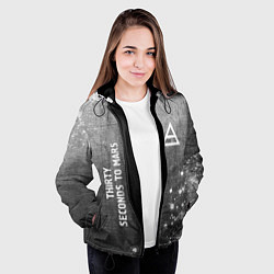 Куртка с капюшоном женская Thirty Seconds to Mars - grey gradient вертикально, цвет: 3D-черный — фото 2