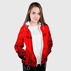 Куртка с капюшоном женская Лого ведьмак деревья, цвет: 3D-белый — фото 2