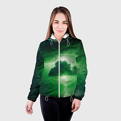 Куртка с капюшоном женская Зелёный гром, цвет: 3D-белый — фото 2