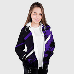 Куртка с капюшоном женская Color black purple line, цвет: 3D-белый — фото 2
