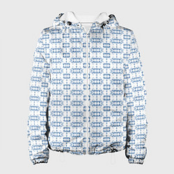 Женская куртка Синий геометрический узор на белом фоне