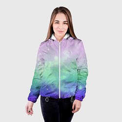 Куртка с капюшоном женская Космический бледный розово-синий, цвет: 3D-белый — фото 2