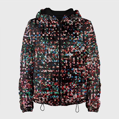 Женская куртка Тёмный чёрно-красный мелкий квадрат / 3D-Черный – фото 1