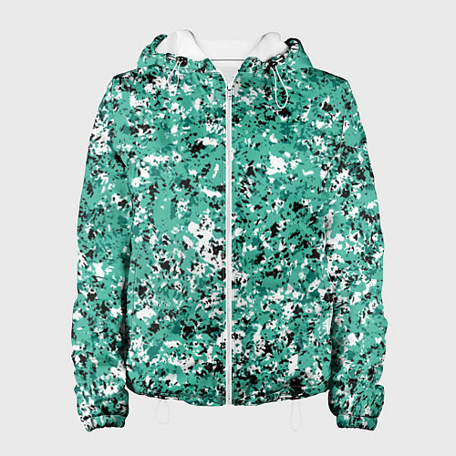 Женская куртка Бирюзовый с чёрно-белыми пятнами / 3D-Белый – фото 1