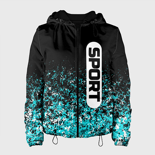 Женская куртка Sport чёрно-голубой пятнистый / 3D-Черный – фото 1