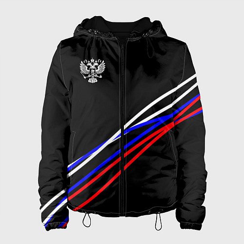 Женская куртка Герб и полосы цветов флага на чёрном / 3D-Черный – фото 1