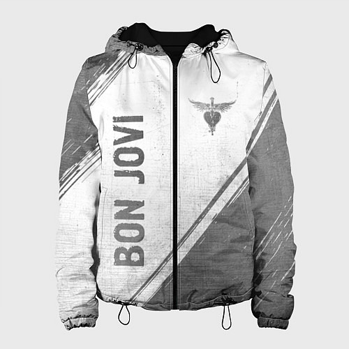 Женская куртка Bon Jovi - white gradient вертикально / 3D-Черный – фото 1