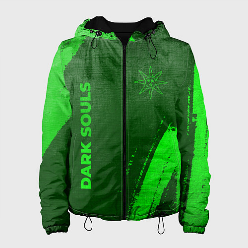 Женская куртка Dark Souls - green gradient вертикально / 3D-Черный – фото 1
