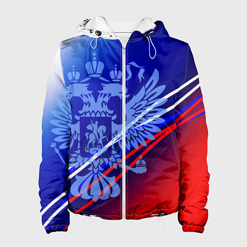 Женская куртка Герб России и градиент бело-сине-красный / 3D-Белый – фото 1