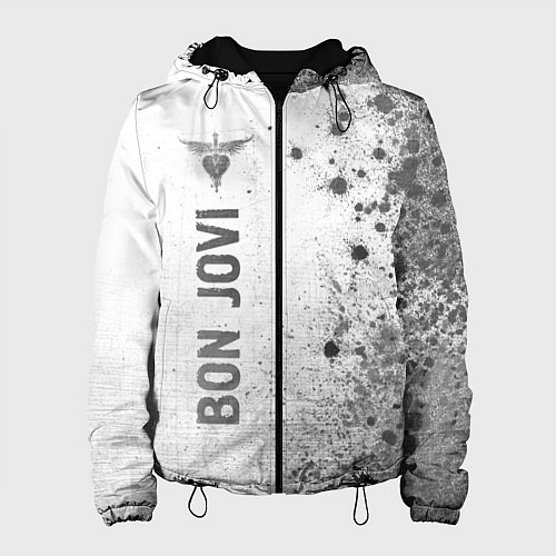 Женская куртка Bon Jovi - white gradient по-вертикали / 3D-Черный – фото 1