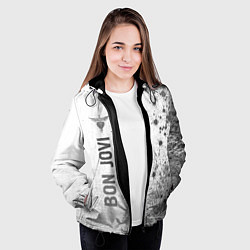 Куртка с капюшоном женская Bon Jovi - white gradient по-вертикали, цвет: 3D-черный — фото 2