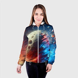 Куртка с капюшоном женская Разрыв космического тела - нейроарт, цвет: 3D-белый — фото 2