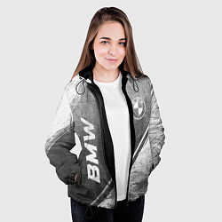Куртка с капюшоном женская BMW - grey gradient вертикально, цвет: 3D-черный — фото 2