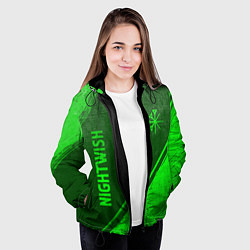 Куртка с капюшоном женская Nightwish - green gradient вертикально, цвет: 3D-черный — фото 2