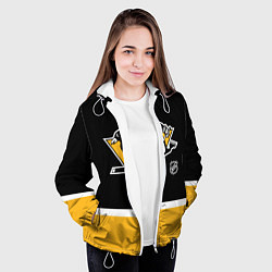 Куртка с капюшоном женская Питтсбург Пингвинз хоккей, цвет: 3D-белый — фото 2