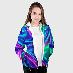 Куртка с капюшоном женская Neon waves, цвет: 3D-белый — фото 2