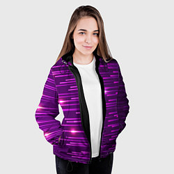 Куртка с капюшоном женская Цветные светящиеся полосы, цвет: 3D-черный — фото 2