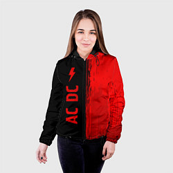 Куртка с капюшоном женская AC DC - red gradient по-вертикали, цвет: 3D-черный — фото 2