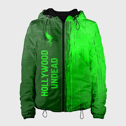 Женская куртка Hollywood Undead - green gradient по-вертикали / 3D-Черный – фото 1