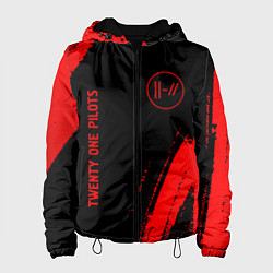 Куртка с капюшоном женская Twenty One Pilots - red gradient вертикально, цвет: 3D-черный