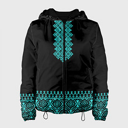 Куртка с капюшоном женская Обережная вязь - вышиванка, цвет: 3D-черный