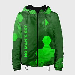 Куртка с капюшоном женская No Mans Sky - green gradient вертикально, цвет: 3D-черный